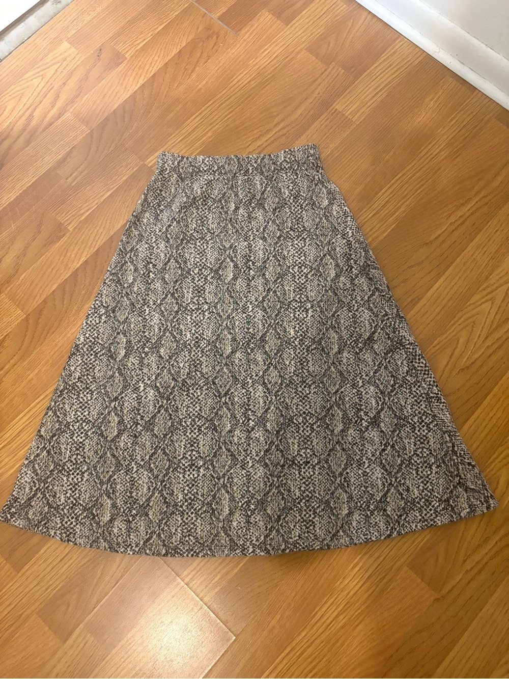 Zara Grey Snake-Print A-Line Skirt